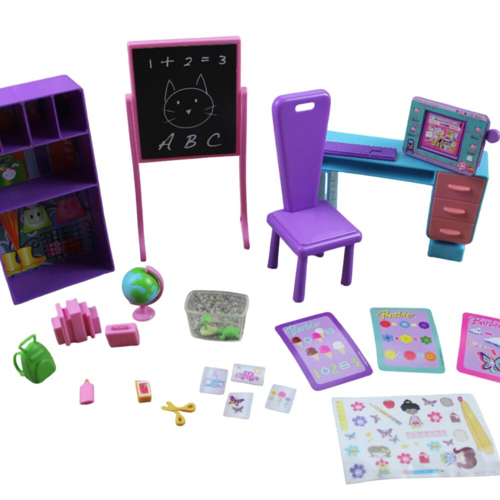 Barbie I Can Be Teacher Playset School Classroom Toys Glue Sticker Lot 2007 RARE